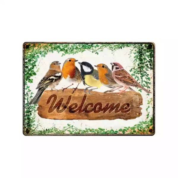 Metallschild "Welcome Birds (h)"